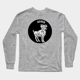 Aries Astrology Zodiac Sign - Aries  Ram Astrology Birthday Gifts Ideas - Black and White Marble Long Sleeve T-Shirt